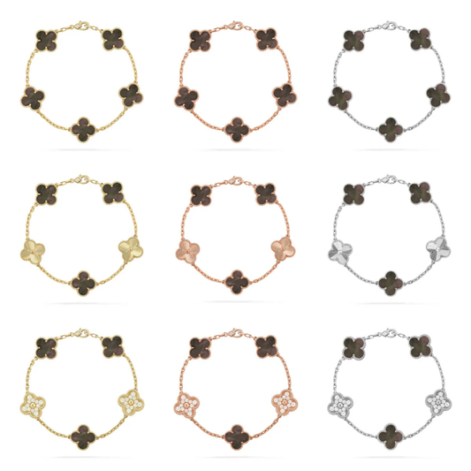 [⭐Hildren Jewelry] CLOVER 5 MOTIF GRAY MOP BRACELET COLLECTION