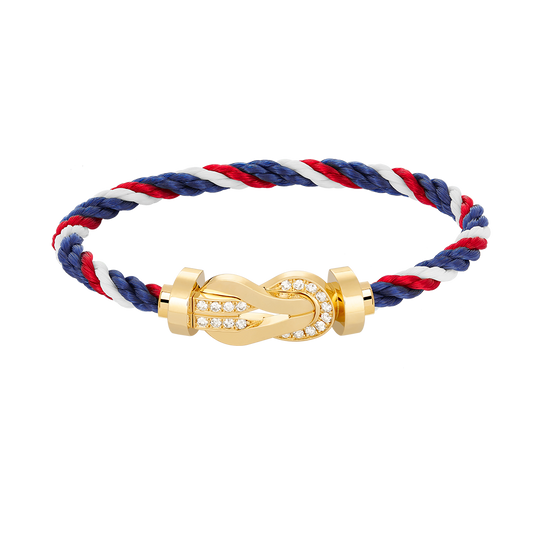 [⭐Hildren Jewelry]CHANCE LARGE 8 FIGURE BUCKLE HALF DIAMOND BRACELET GOLD