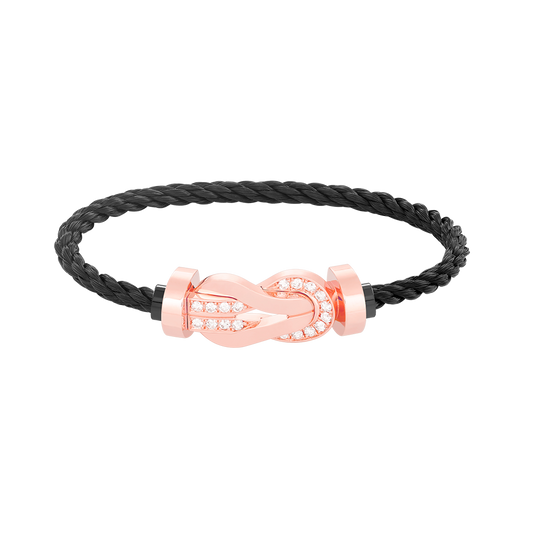 [⭐Hildren Jewelry]CHANCE LARGE 8 FIGURE BUCKLE HALF DIAMOND BRACELET ROSE GOLD
