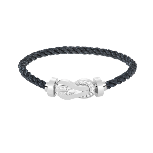 [⭐Hildren Jewelry]CHANCE LARGE 8 FIGURE BUCKLE HALF DIAMOND BRACELET SILVER