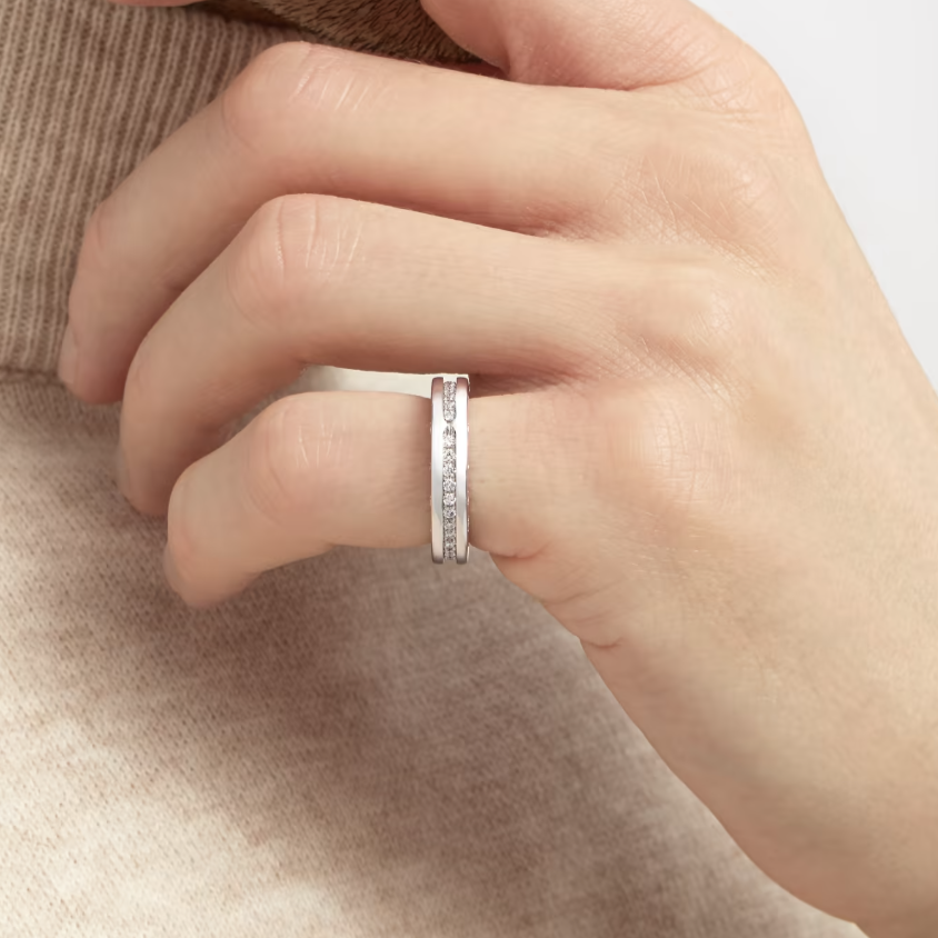 [⭐Hildren Jewelry]ZERO 1 ONE-BAND PAVED DIAMONDS ON THE SPIRAL RING