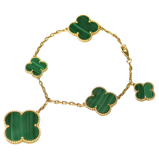 [⭐Hildren Jewelry]MAGIC CLOVER MALACHITE GOLD BRACELET 5 MOTIFS