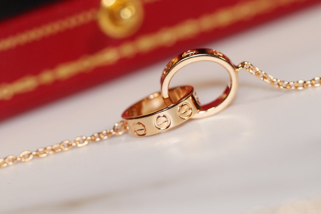 [⭐Hildren Jewelry]LOVE NECKLACE PINK GOLD AND SILVER