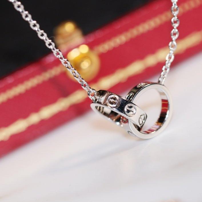 [⭐Hildren Jewelry]LOVE NECKLACE PINK GOLD AND SILVER