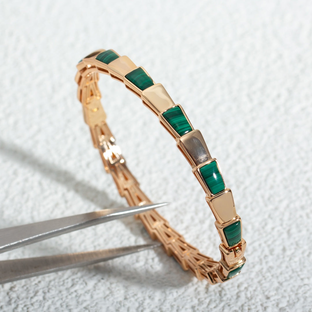 [⭐Hildren Jewelry]SERPENTI BRACELET PINK GOLD MALACHITE