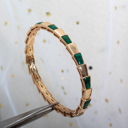 [⭐Hildren Jewelry]SERPENTI BRACELET PINK GOLD MALACHITE
