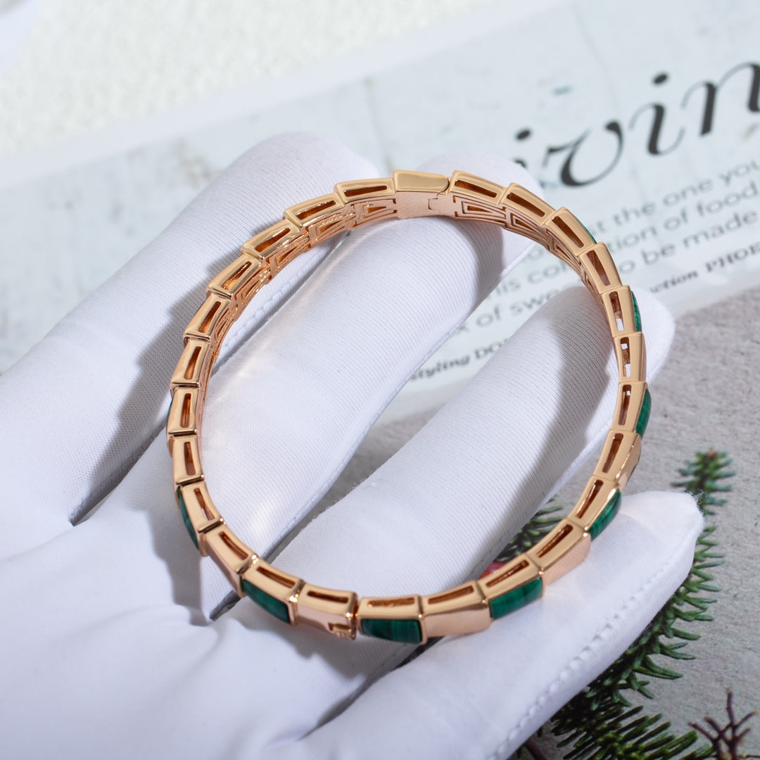 [⭐Hildren Jewelry]SERPENTI BRACELET PINK GOLD MALACHITE