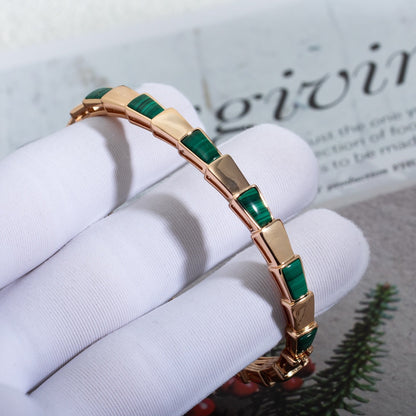 [⭐Hildren Jewelry]SERPENTI BRACELET PINK GOLD MALACHITE
