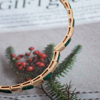 [⭐Hildren Jewelry]SERPENTI BRACELET PINK GOLD MALACHITE