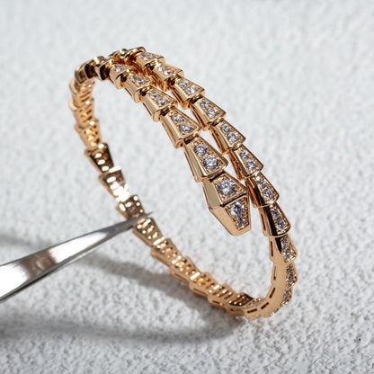 [⭐Hildren Jewelry]SERPENTI BRACELET 6.8MM PINK GOLD DIAMOND