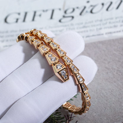 [⭐Hildren Jewelry]SERPENTI BRACELET 6.8MM PINK GOLD DIAMOND