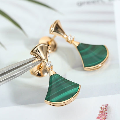 [⭐Hildren Jewelry]DREAM MALACHITE PINK GOLD EARRINGS