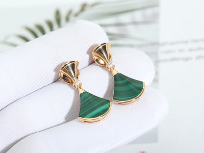 [⭐Hildren Jewelry]DREAM MALACHITE PINK GOLD EARRINGS