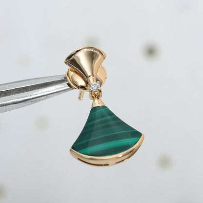 [⭐Hildren Jewelry]DREAM MALACHITE PINK GOLD EARRINGS