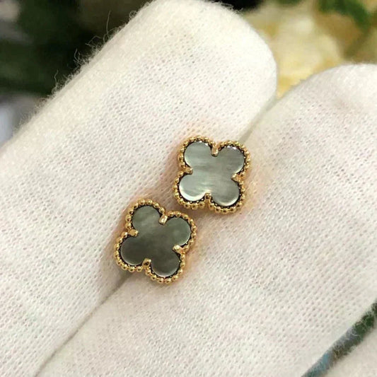 [⭐Hildren Jewelry]CLOVER MINI 9.5MM GRAY MOP EARRINGS