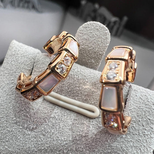 [⭐Hildren Jewelry]SERPENTI MOP PINK GOLD EARRINGS