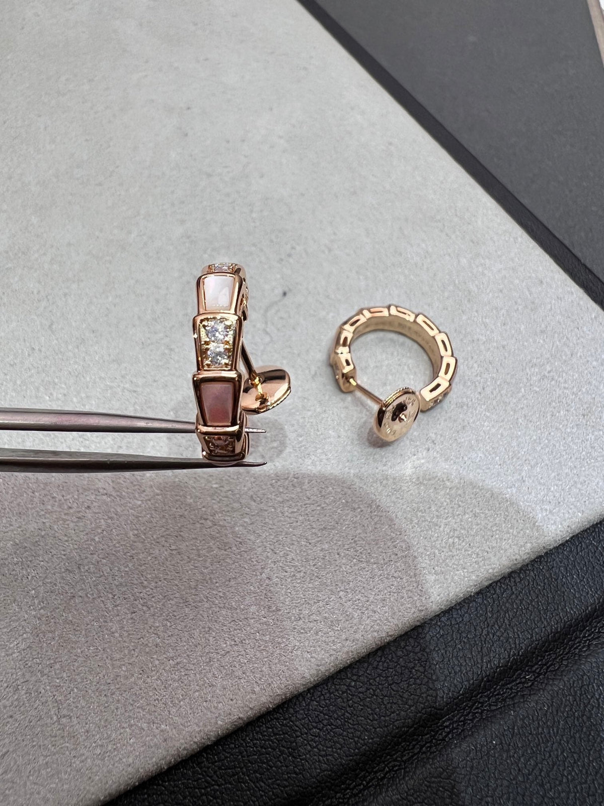 [⭐Hildren Jewelry]SERPENTI MOP PINK GOLD EARRINGS