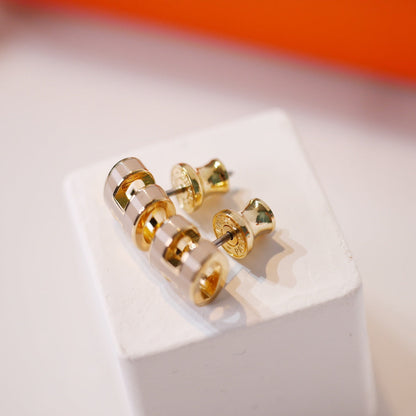 [⭐Hildren Jewelry]MINI POP H GOLD EARRINGS GREY