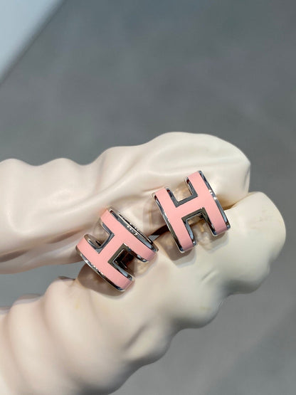 [⭐Hildren Jewelry]MINI POP H SILVER EARRINGS PINK