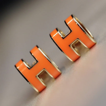 [⭐Hildren Jewelry]MINI POP H EARRINGS ORANGE