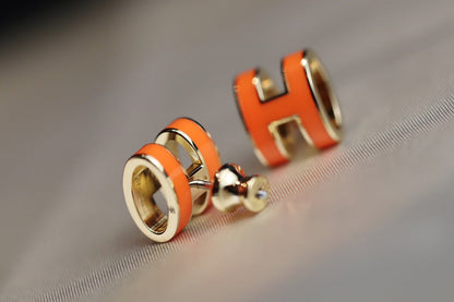 [⭐Hildren Jewelry]MINI POP H EARRINGS ORANGE