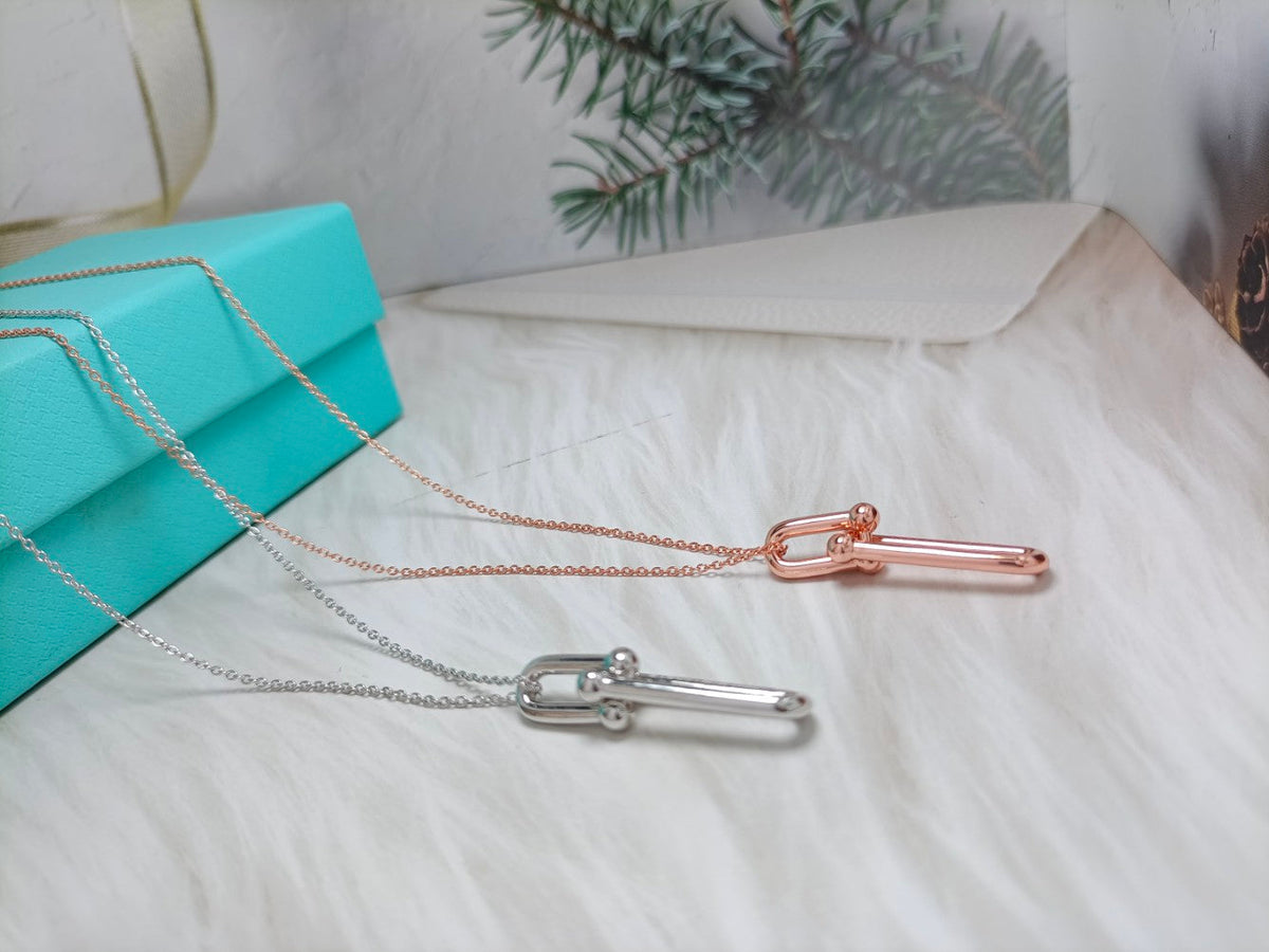 [Hildren Jewelry]HARDWEAR DROP DOUBLE LINK PEDANT NECKLACE