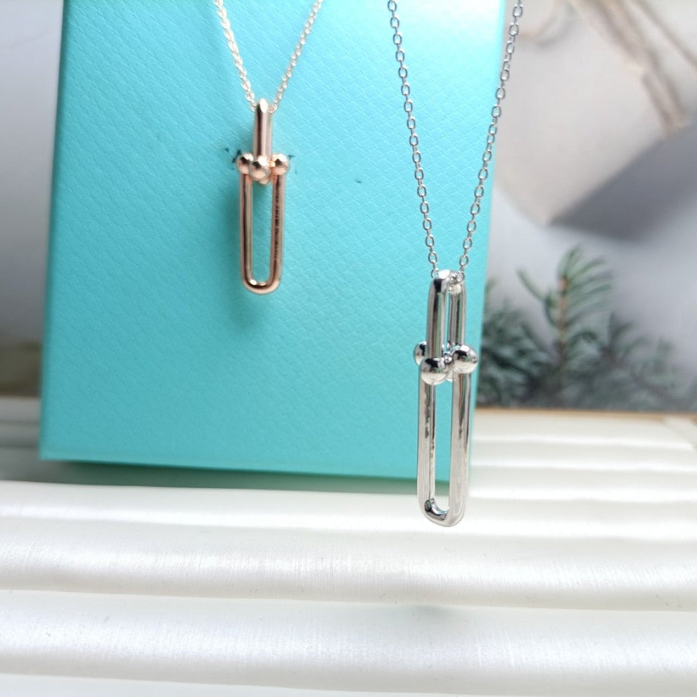[Hildren Jewelry]HARDWEAR DROP DOUBLE LINK PEDANT NECKLACE