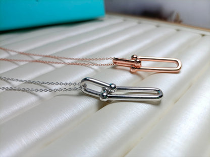 [Hildren Jewelry]HARDWEAR DROP DOUBLE LINK PEDANT NECKLACE