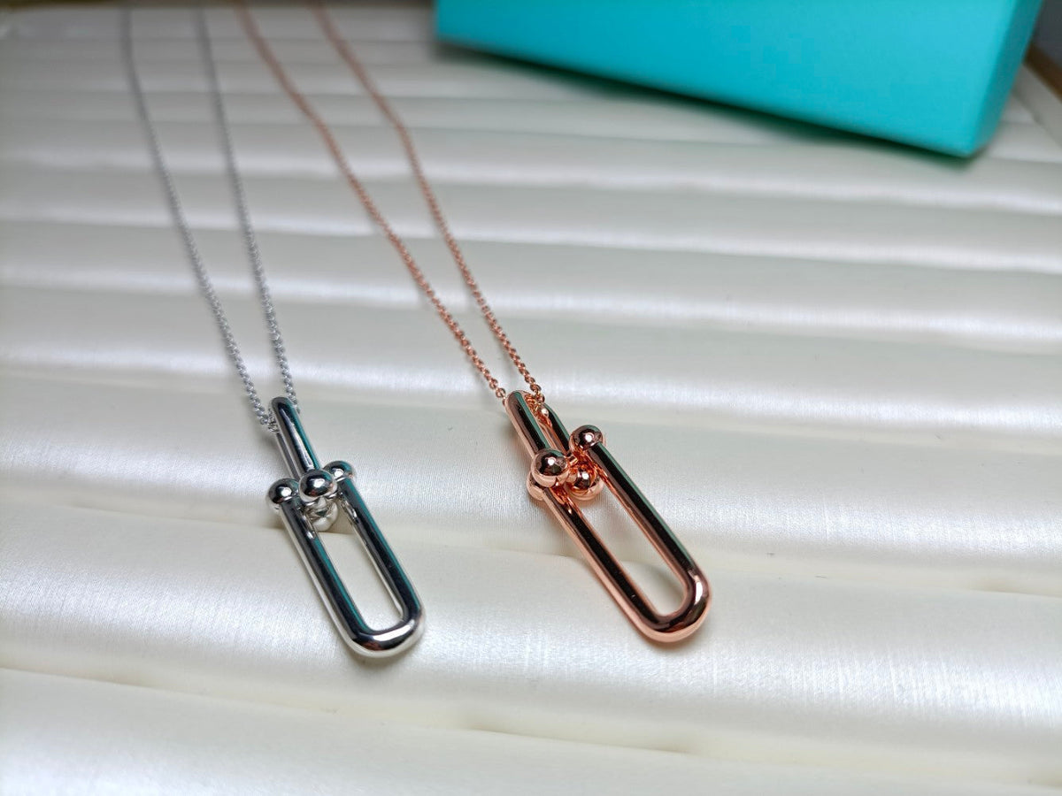 [Hildren Jewelry]HARDWEAR DROP DOUBLE LINK PEDANT NECKLACE
