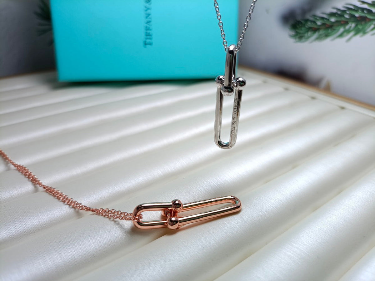 [Hildren Jewelry]HARDWEAR DROP DOUBLE LINK PEDANT NECKLACE