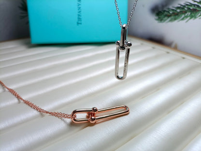 [Hildren Jewelry]HARDWEAR DROP DOUBLE LINK PEDANT NECKLACE