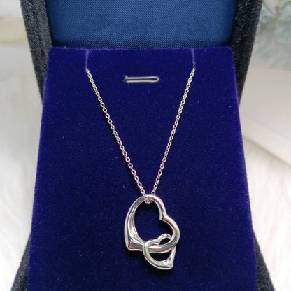 [Hildren Jewelry]DOUBLE HEART SILVER NECKLACE