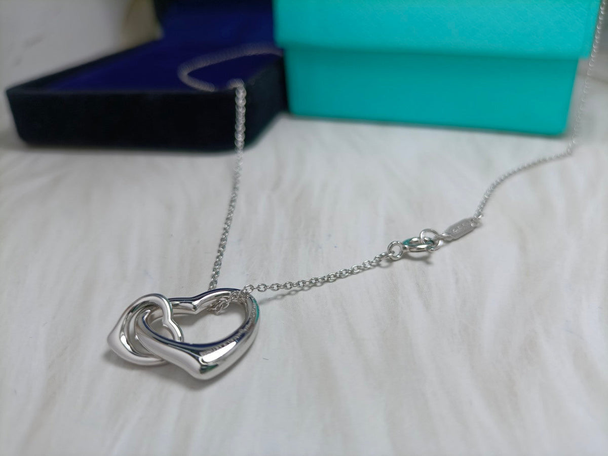 [Hildren Jewelry]DOUBLE HEART SILVER NECKLACE