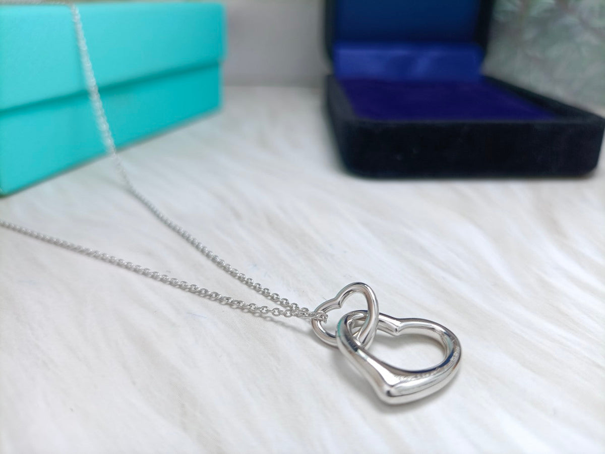 [Hildren Jewelry]DOUBLE HEART SILVER NECKLACE
