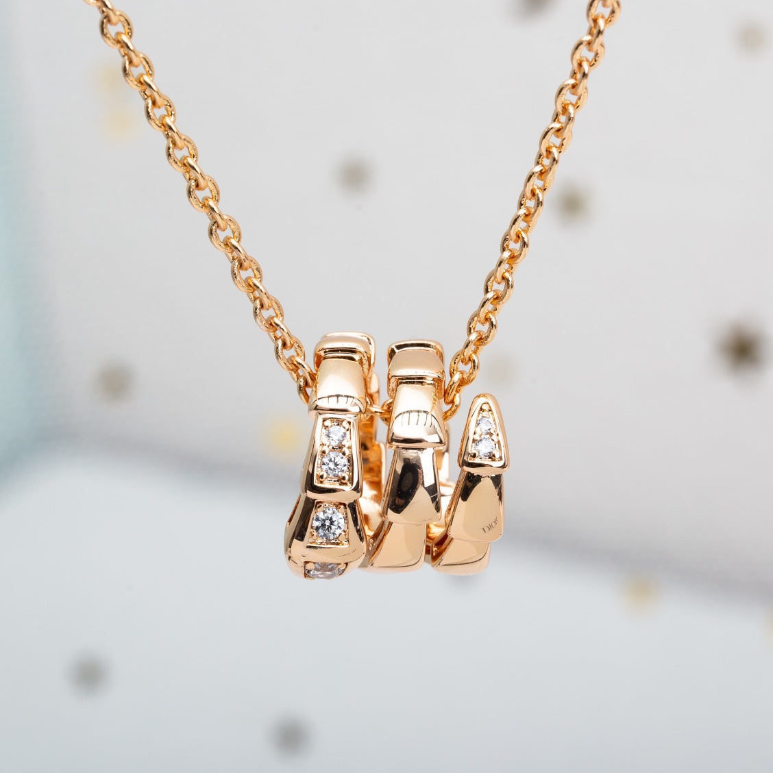 [⭐Hildren Jewelry]SERPENTI PINK GOLD NECKLACE DIAMOND