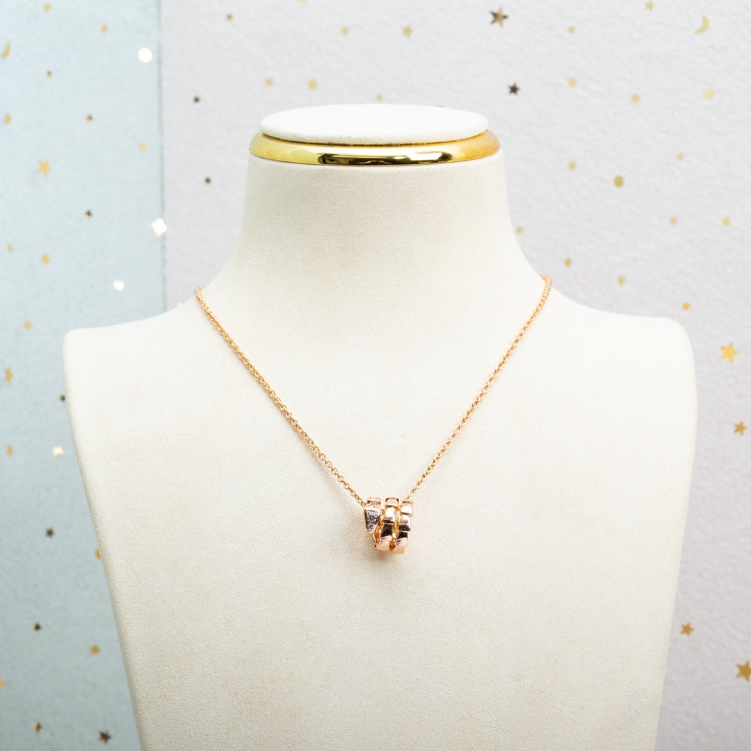 [⭐Hildren Jewelry]SERPENTI PINK GOLD NECKLACE DIAMOND
