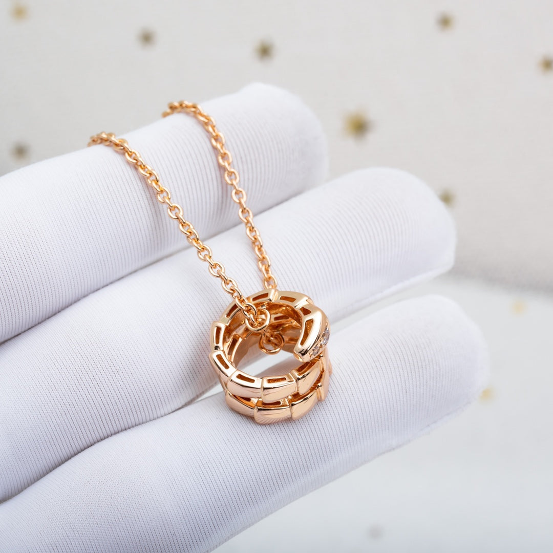 [⭐Hildren Jewelry]SERPENTI PINK GOLD NECKLACE DIAMOND