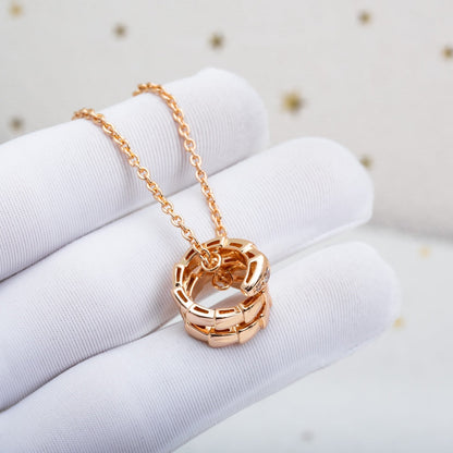 [⭐Hildren Jewelry]SERPENTI PINK GOLD NECKLACE DIAMOND