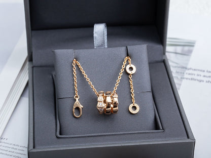 [⭐Hildren Jewelry]SERPENTI PINK GOLD NECKLACE DIAMOND