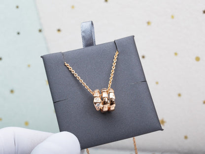 [⭐Hildren Jewelry]SERPENTI PINK GOLD NECKLACE DIAMOND
