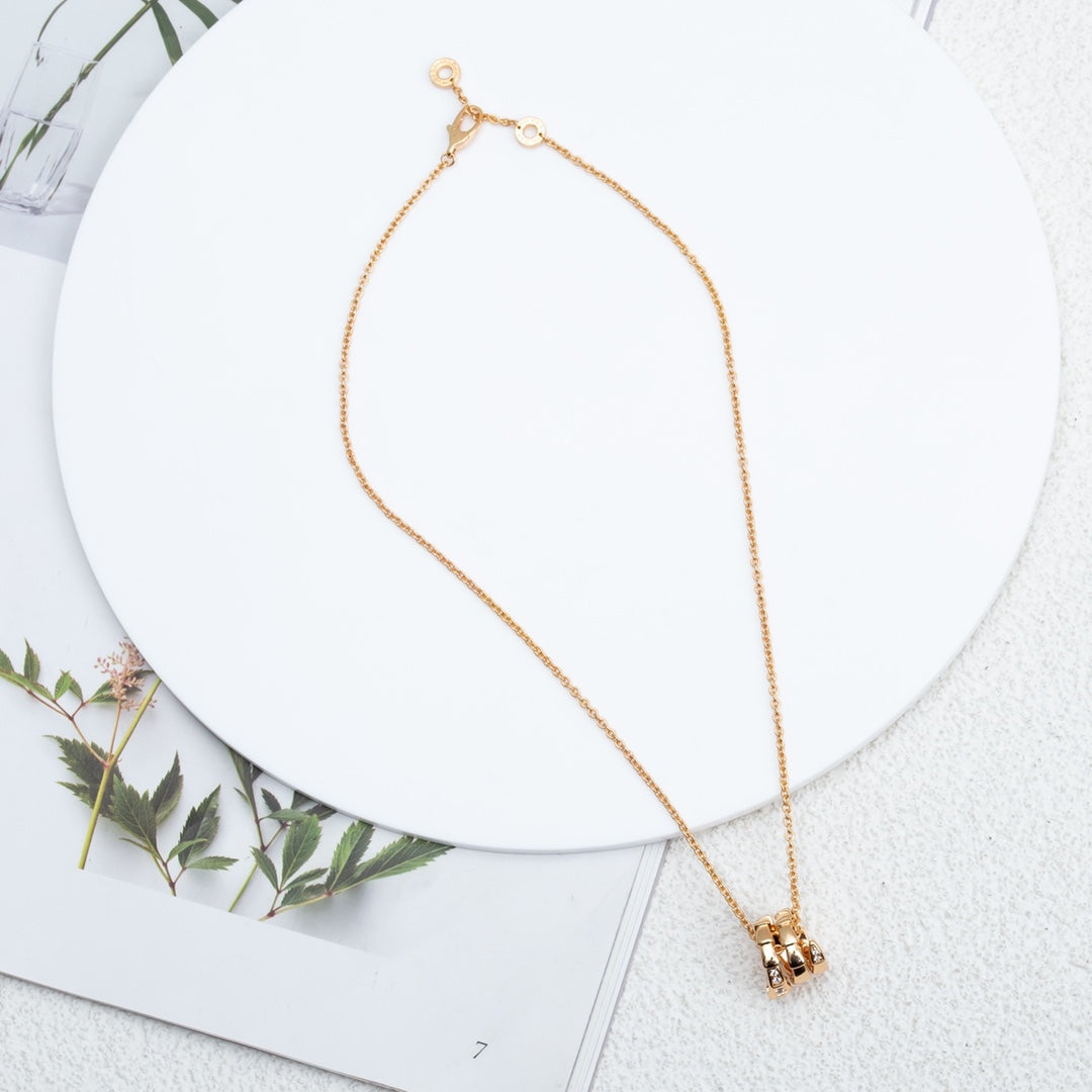 [⭐Hildren Jewelry]SERPENTI PINK GOLD NECKLACE DIAMOND