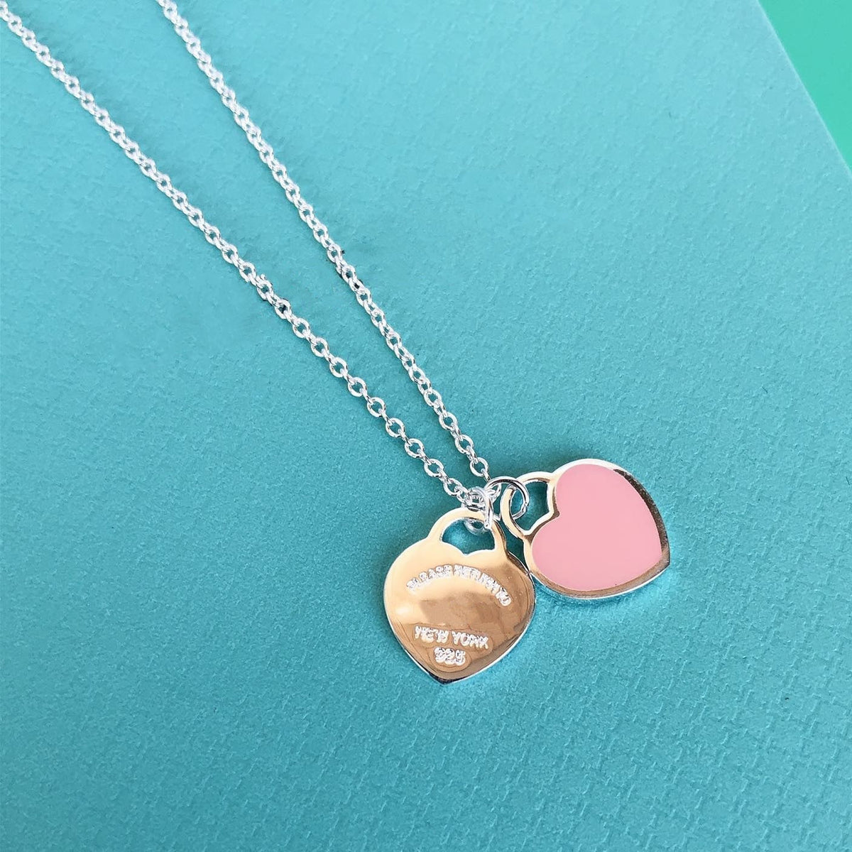 [Hildren Jewelry]DOUBLE HEART PEDANT SILVER NECKLACE