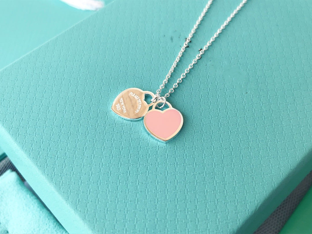 [Hildren Jewelry]DOUBLE HEART PEDANT SILVER NECKLACE