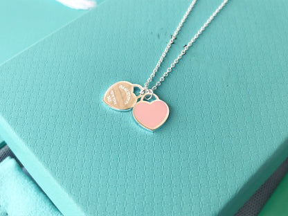 [Hildren Jewelry]DOUBLE HEART PEDANT SILVER NECKLACE