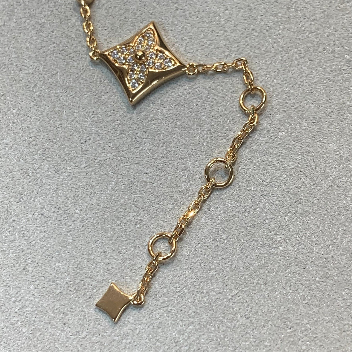 [⭐Hildren Jewelry]STAR AND SUN 4 MOTIFS GOLD DIAMONDS BRACELET
