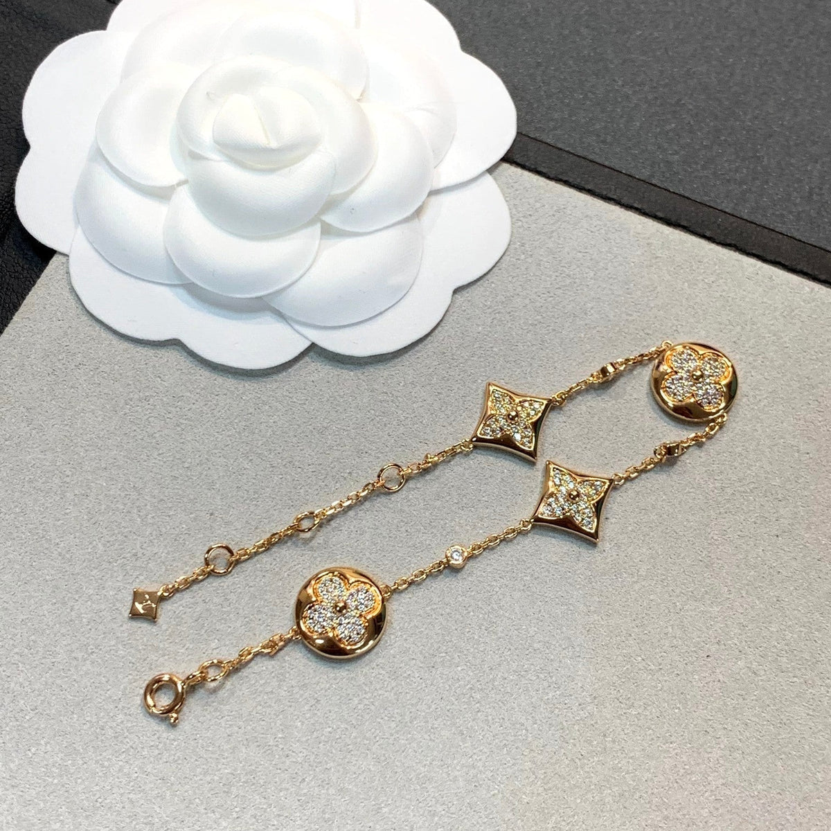[⭐Hildren Jewelry]STAR AND SUN 4 MOTIFS GOLD DIAMONDS BRACELET