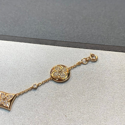 [⭐Hildren Jewelry]STAR AND SUN 4 MOTIFS GOLD DIAMONDS BRACELET