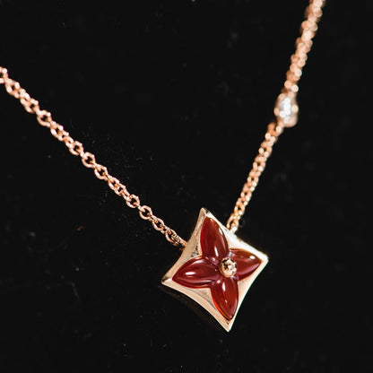 [⭐Hildren Jewelry]STAR NECKLACE PINK GOLD 1 DIAMOND