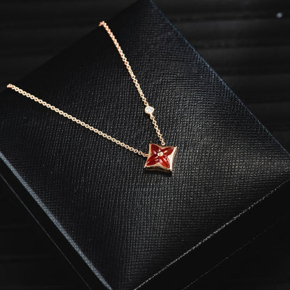 [⭐Hildren Jewelry]STAR NECKLACE PINK GOLD 1 DIAMOND