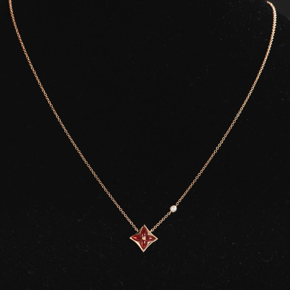 [⭐Hildren Jewelry]STAR NECKLACE PINK GOLD 1 DIAMOND